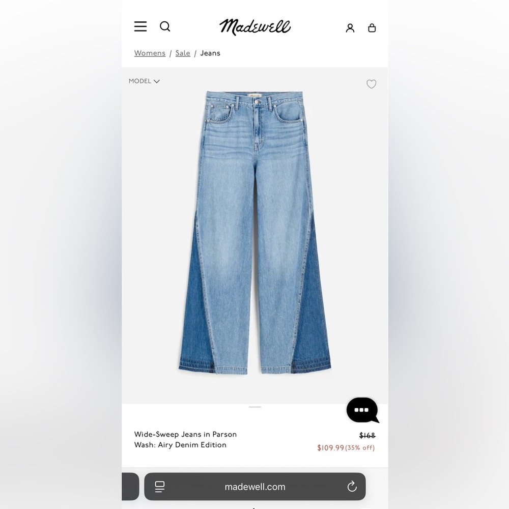 Madewell - Wide-Sweep Jeans in Parson - NWT - Picture 5 of 6